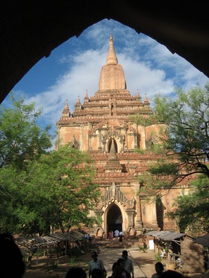 Buddhist Temple At Sunset Outside Bagan, Burma