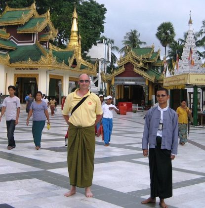 A Much Younger Me In A Longyi At The Shwedagon Pagoda In Rangoon, Burma