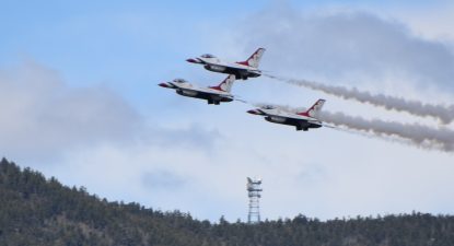 May 2019... The Thunderbirds Practice Fly-over Maneuvers In Advance Of The Air Force Academy Graduation In Colorado Springs