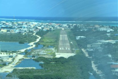 Flying Into San Pedro, Ambergris Caye From Belize City. The Blur In The Image Is The Propeller