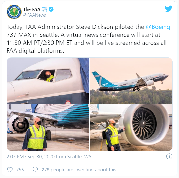 FAA AdminiDickson, Boeing 737 MAX, FAA